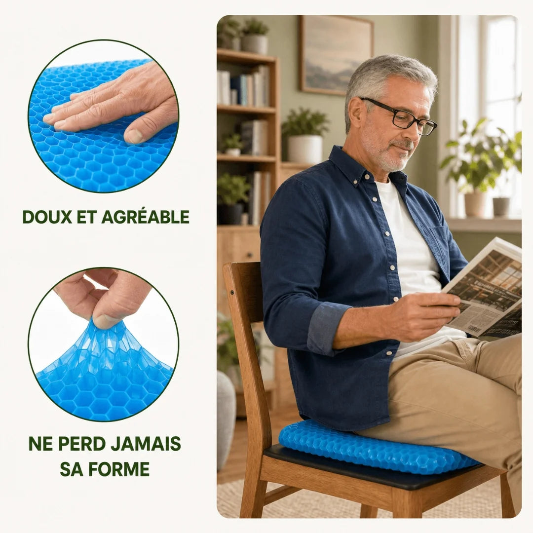 Veloria™ — Coussin Gel Nid d'Abeille. Fini les Douleurs de Dos